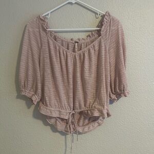 Free People Blush Striped Peasant Blouse